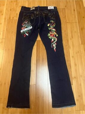 Ed Hardy Men’s dark wash bootcut jeans NWT